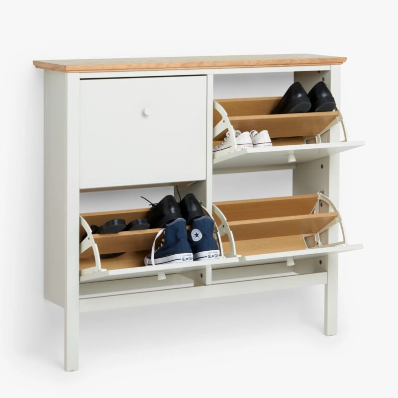 Pale grey shoe storage cabinet