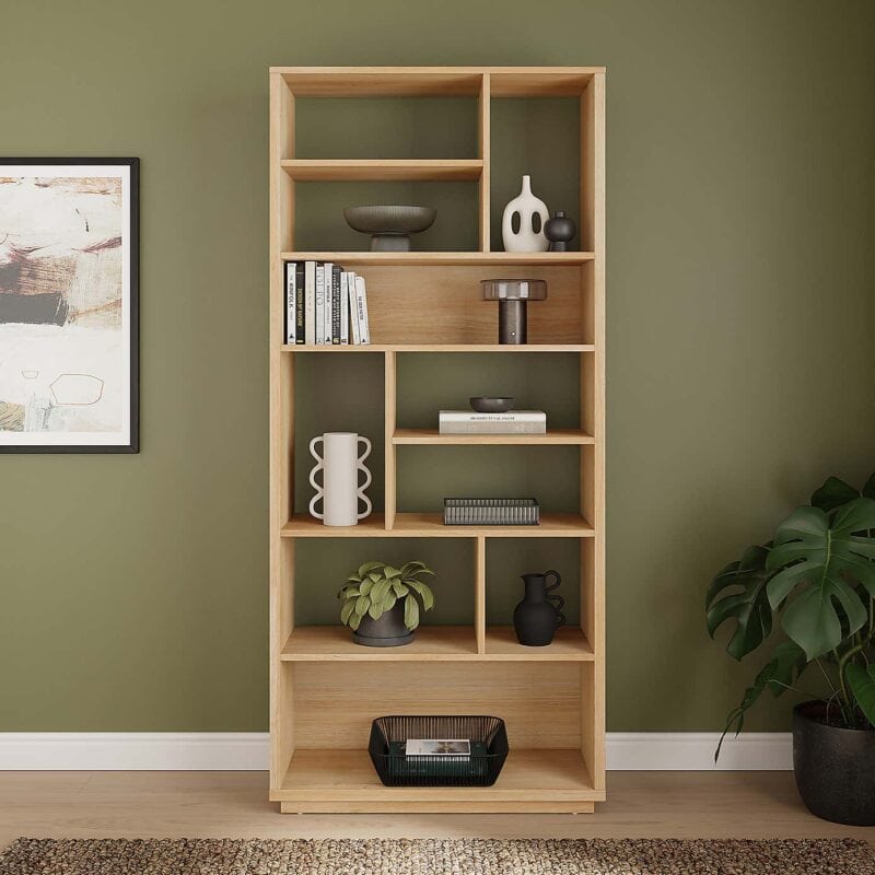 Oak finish bookcase