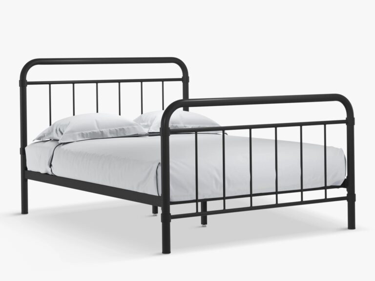 Single black metal bed frame