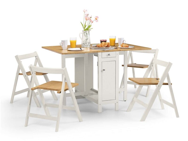 Compact dining table and 4 foldable chairs