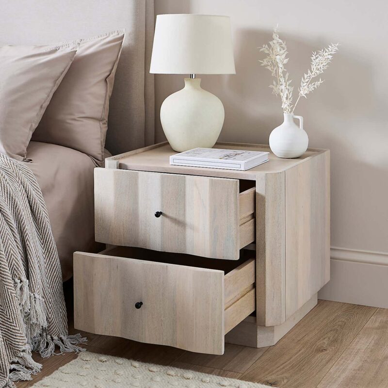 2-drawer mango wood bedside unit