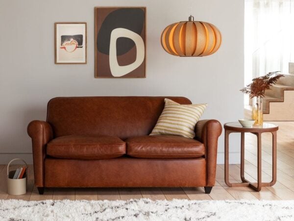 Leather upholstered sofa