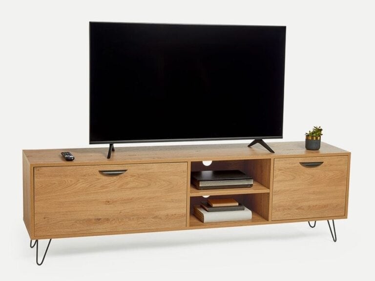 Wide oak finish tv unit