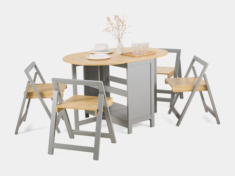 grey/oak folding dining table and chair set