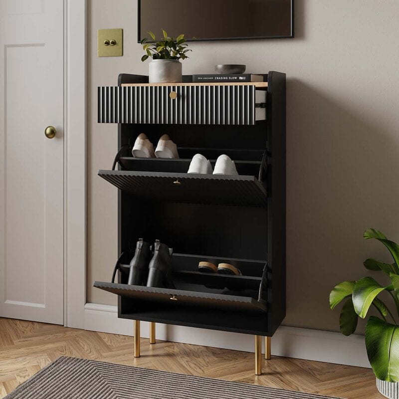 Black shoe storage unit
