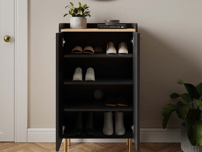 Black shoe storage cupboard