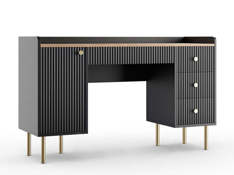 Black desk with ridge pattern finish