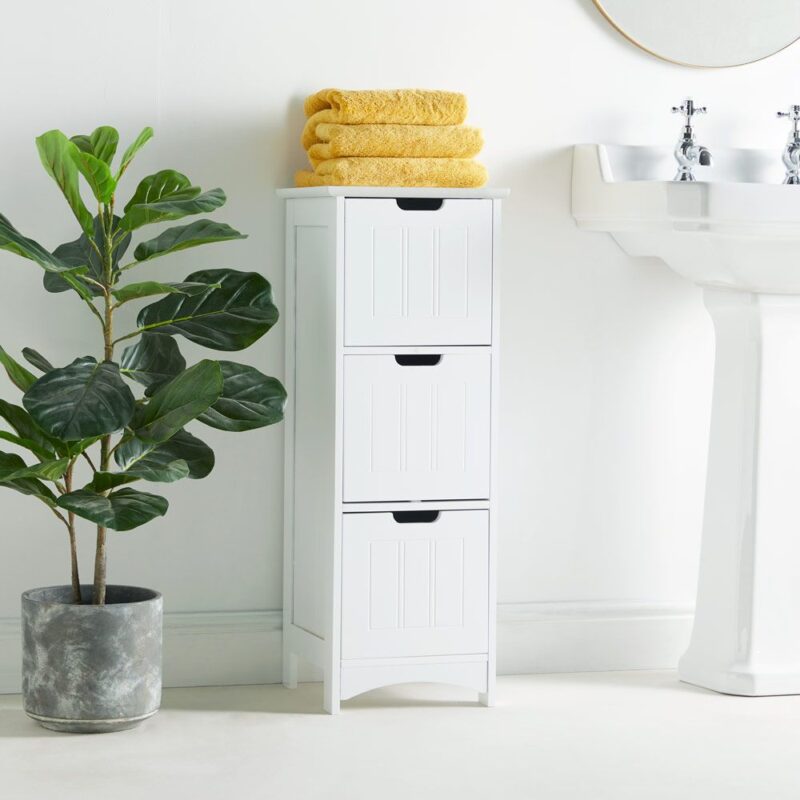 White 3-drawer bathroom storage unit