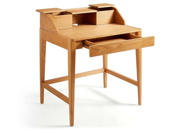 Oak desk with storage and single drawer
