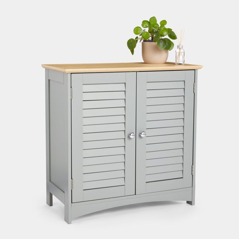 Grey 2-door bathroom storage cupboard
