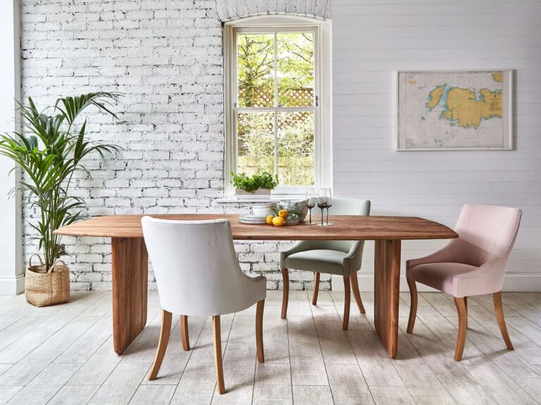 Slimline teak dining table