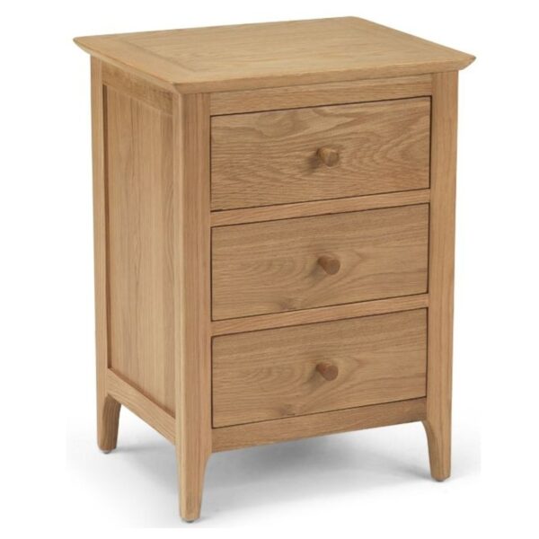 3-drawer oak bedside table