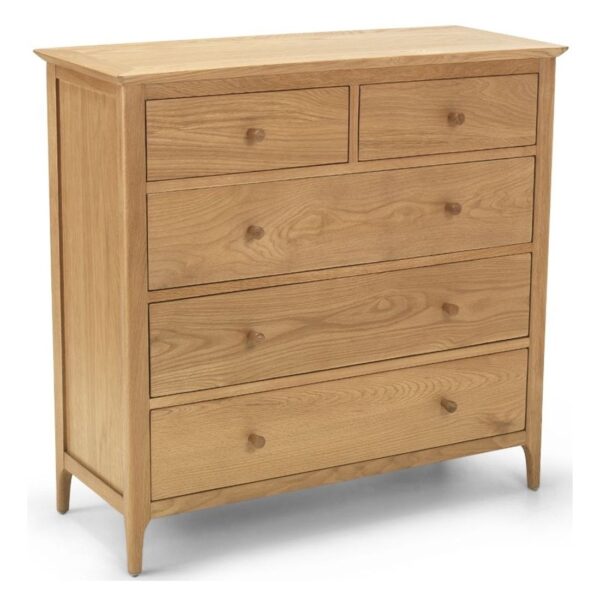 Oak 3+2 drawer chest