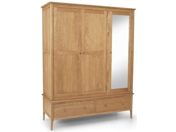 Oak 3-door wardrobe with mirror