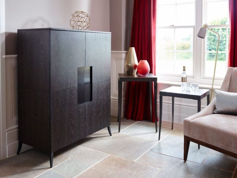 Charcoal stained drinks cabinet