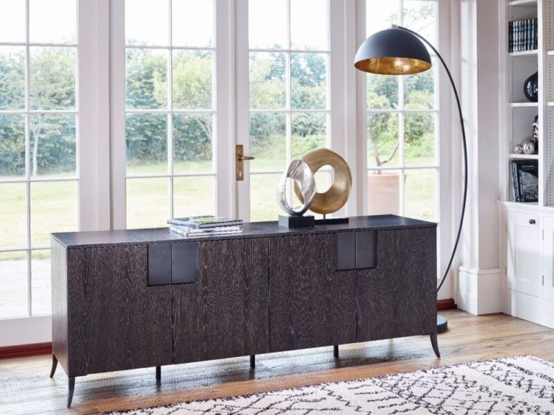 4-door charcoal stained sideboard