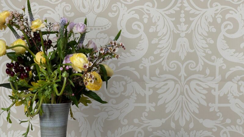 Vintage Damask-style wallpaper